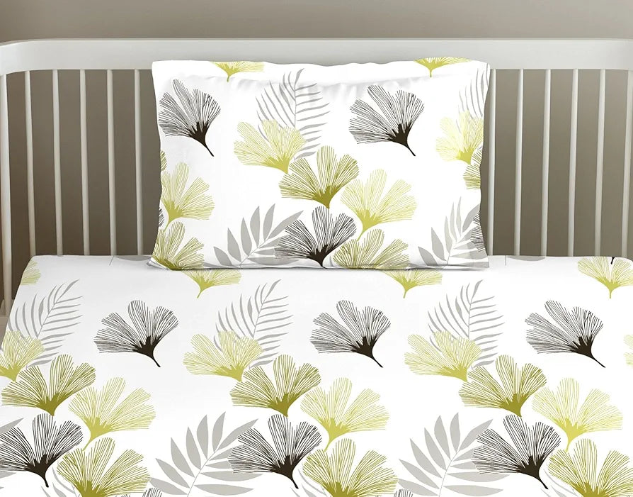 Trance Home Linen 100% Cotton 180 TC 78"X36" Single Size Elastic Fitted Bedsheet Printed Bedspread With 1 Pillow Cover Colour Paradise Green