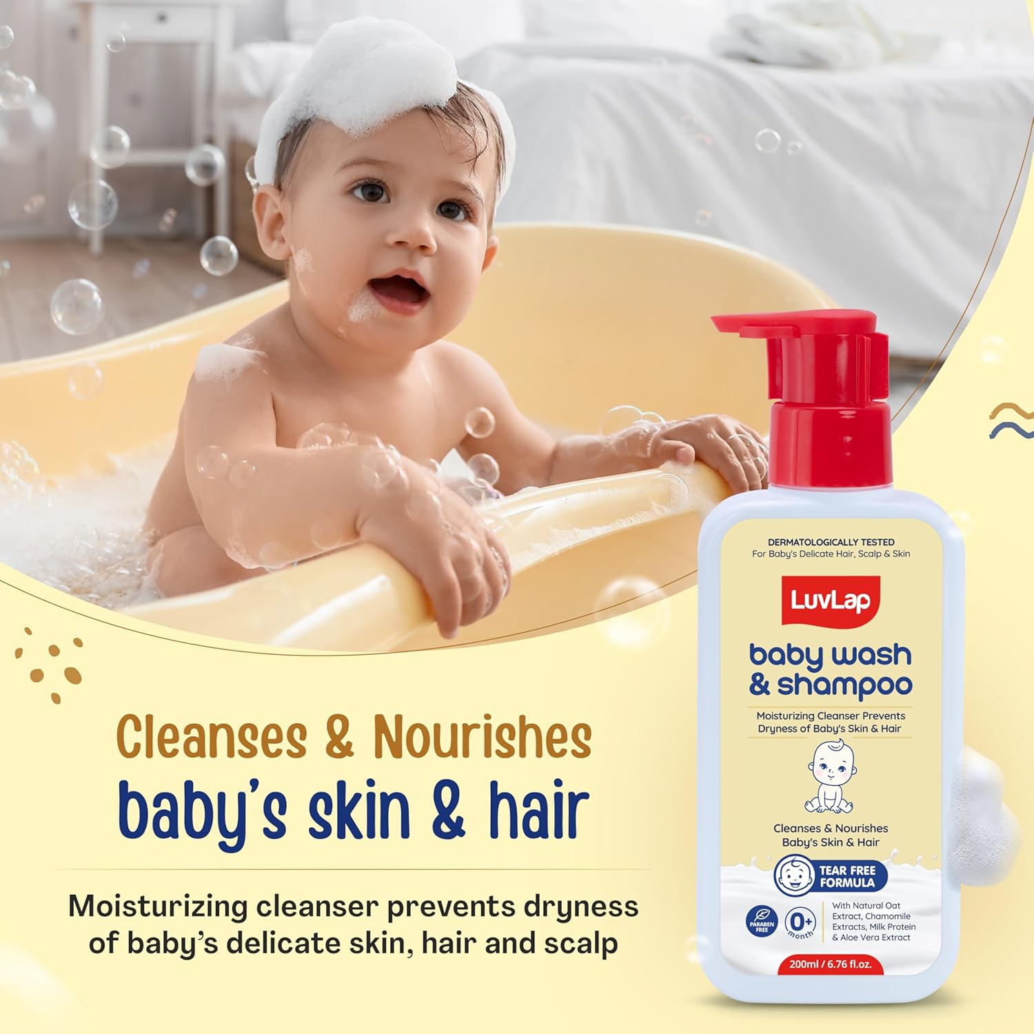 LuvLap Baby Wash And Shampoo - 200ml