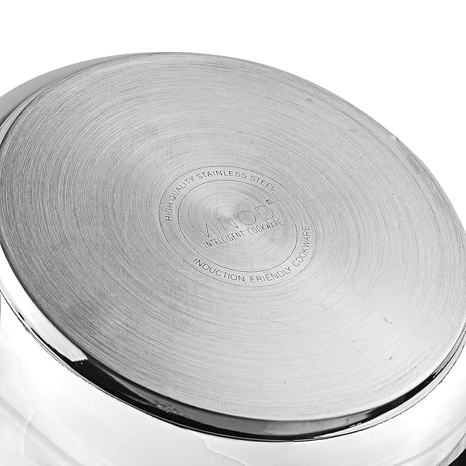 Vinod Europa Stainless Steel Inner Lid Pressure Cooker - 5 Litre | Handi Shape | Sandwich Bottom Cooker | Induction and Gas Base