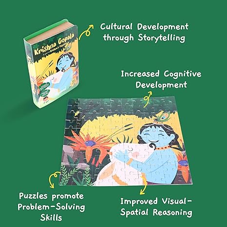 Toynama Educational Toys for Kids Krishna Gopala 100 Pcs Jigsaw Puzzles Ages 3+ Cultural Interactive