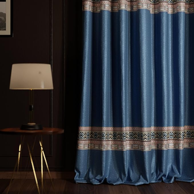 Stoa Paris Curtain for Home Single pc Patterned Curtain for Door Colour Celestial Blue