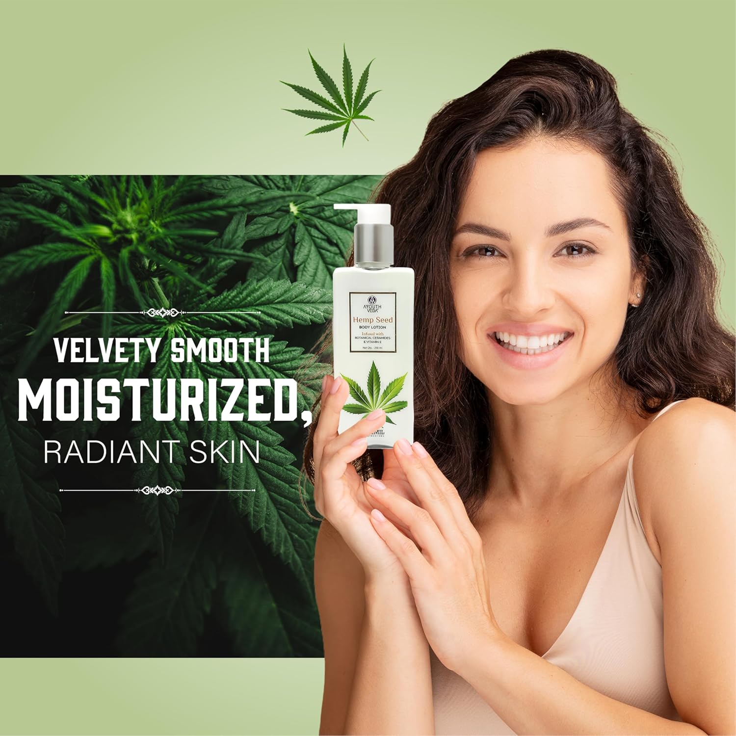 AYOUTHVEDA Hemp Seed Body Lotion with Botanical Ceramides 250ml | Body lotion for Dry Skin with Vitamin E | Suitable for All Skin Types | Protects from Sun Damage.