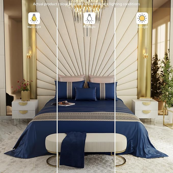Stoa Paris Crown of Versailles 6 Piece Bedsheet Set Colour Navy