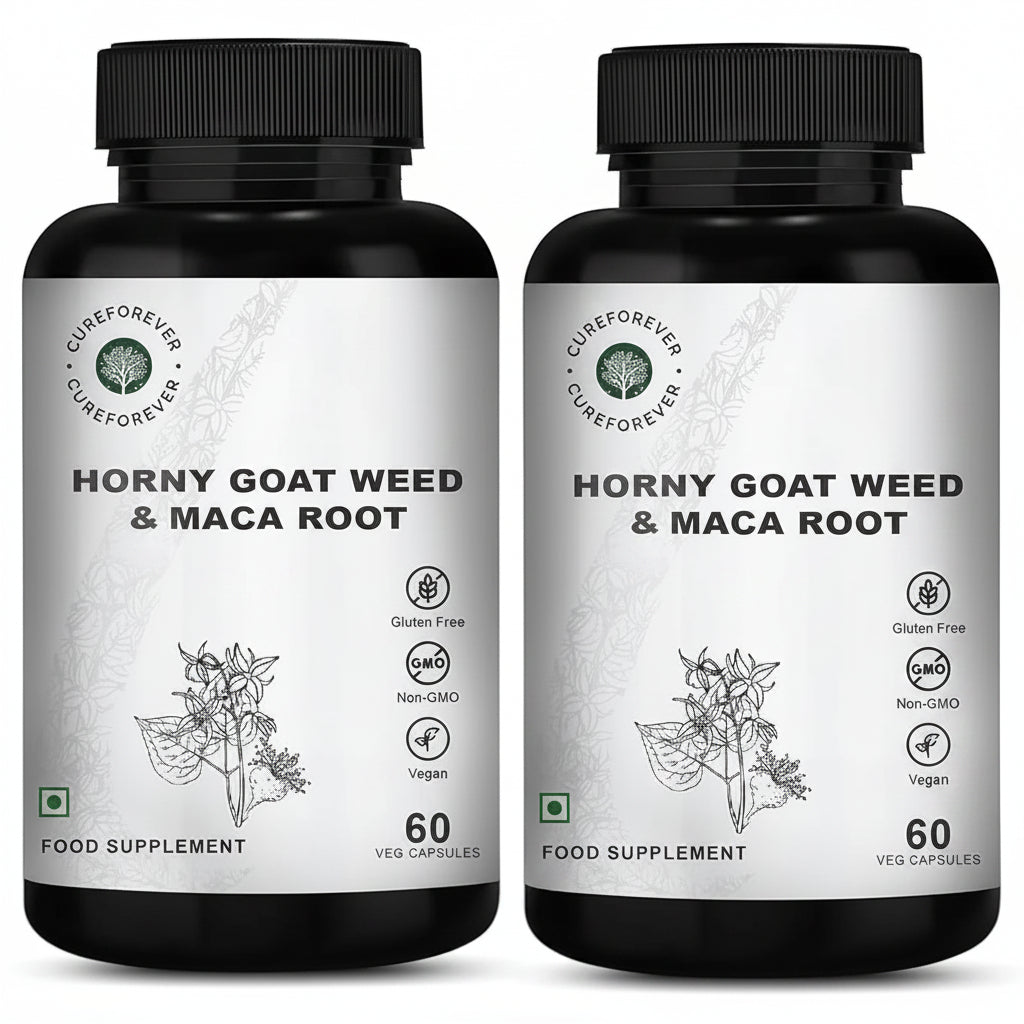 Cureforever Horney Goat Weed With Maca Root & Safed Musli Extract - 60 Veg Caps