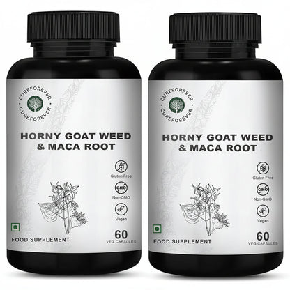 Cureforever Horney Goat Weed With Maca Root & Safed Musli Extract - 60 Veg Caps