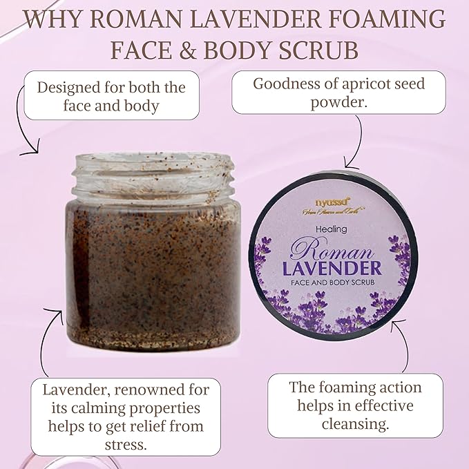 Nyassa Roman Lavender Face and Body Foaming Scrub - 35 Gms