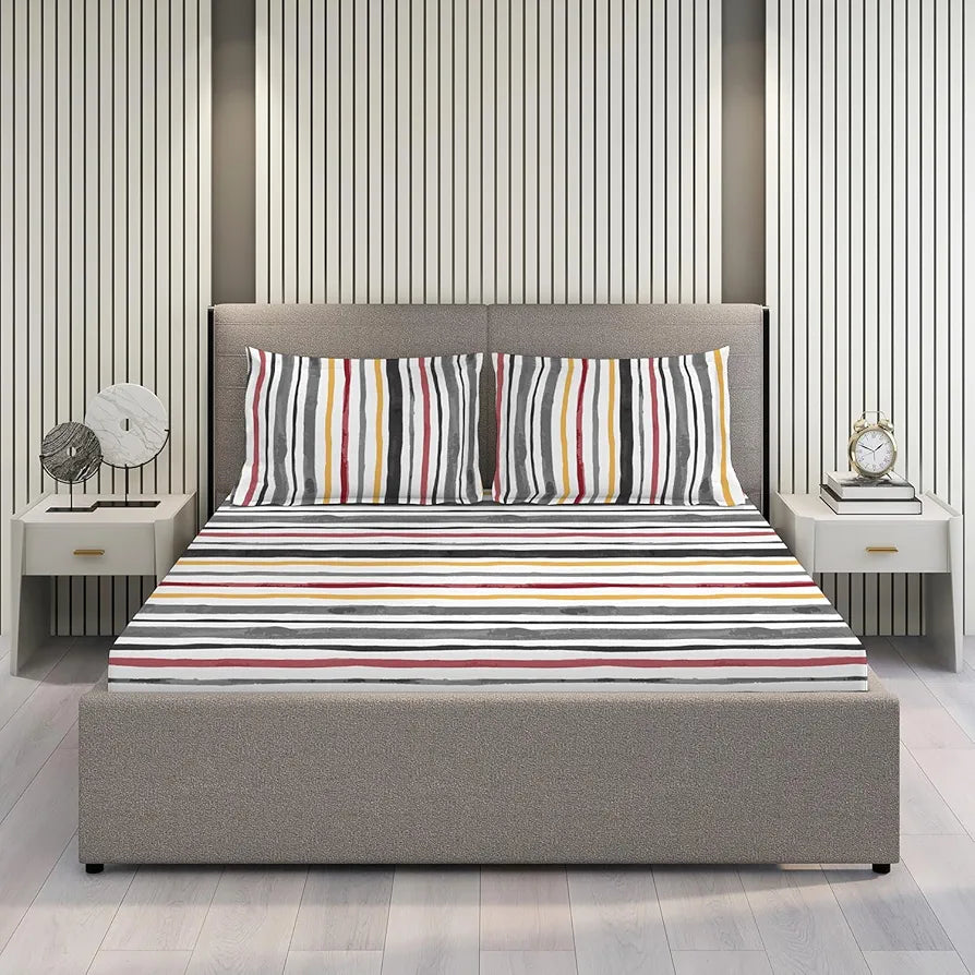 Layers Argos Bedsheet Set for All Seasons Lightweight Moisture Absorbent Machine 225 CVC King Size Multicolor4