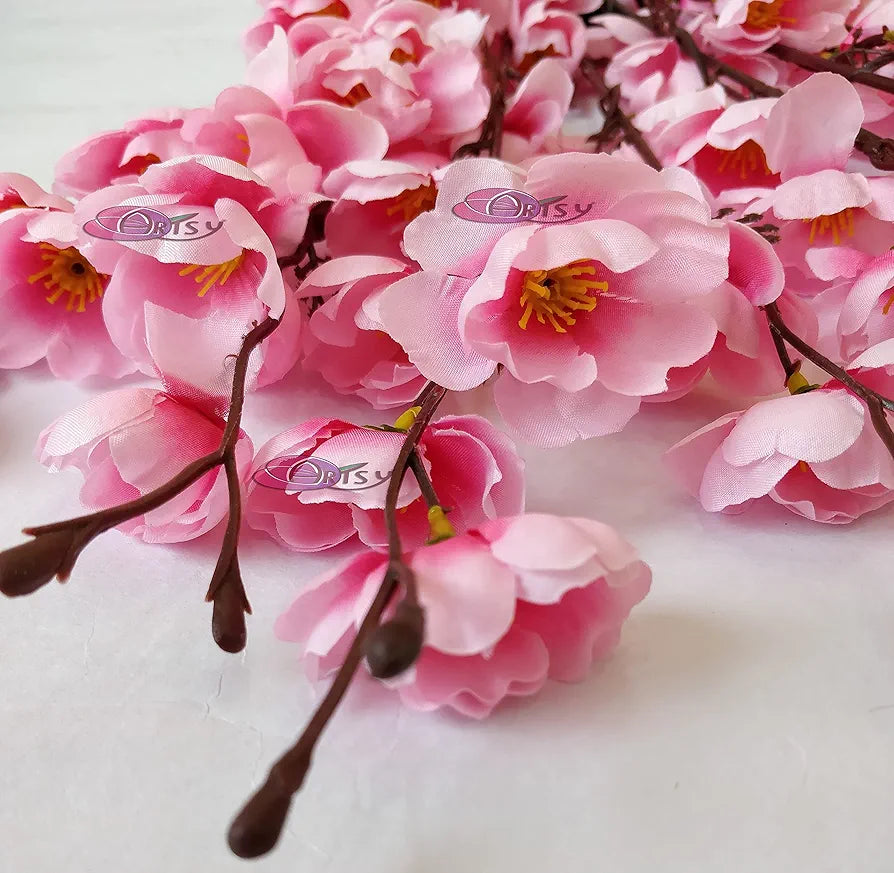Artificial Flowers Bunch Cherry Blossom Ideal for vase Without vase babypink 55 cm Height Fabric