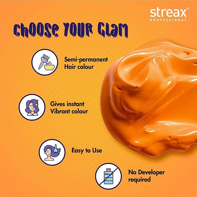 Streax Professional Hold & Play Funky Colour Oomphy Orange - 100 gms
