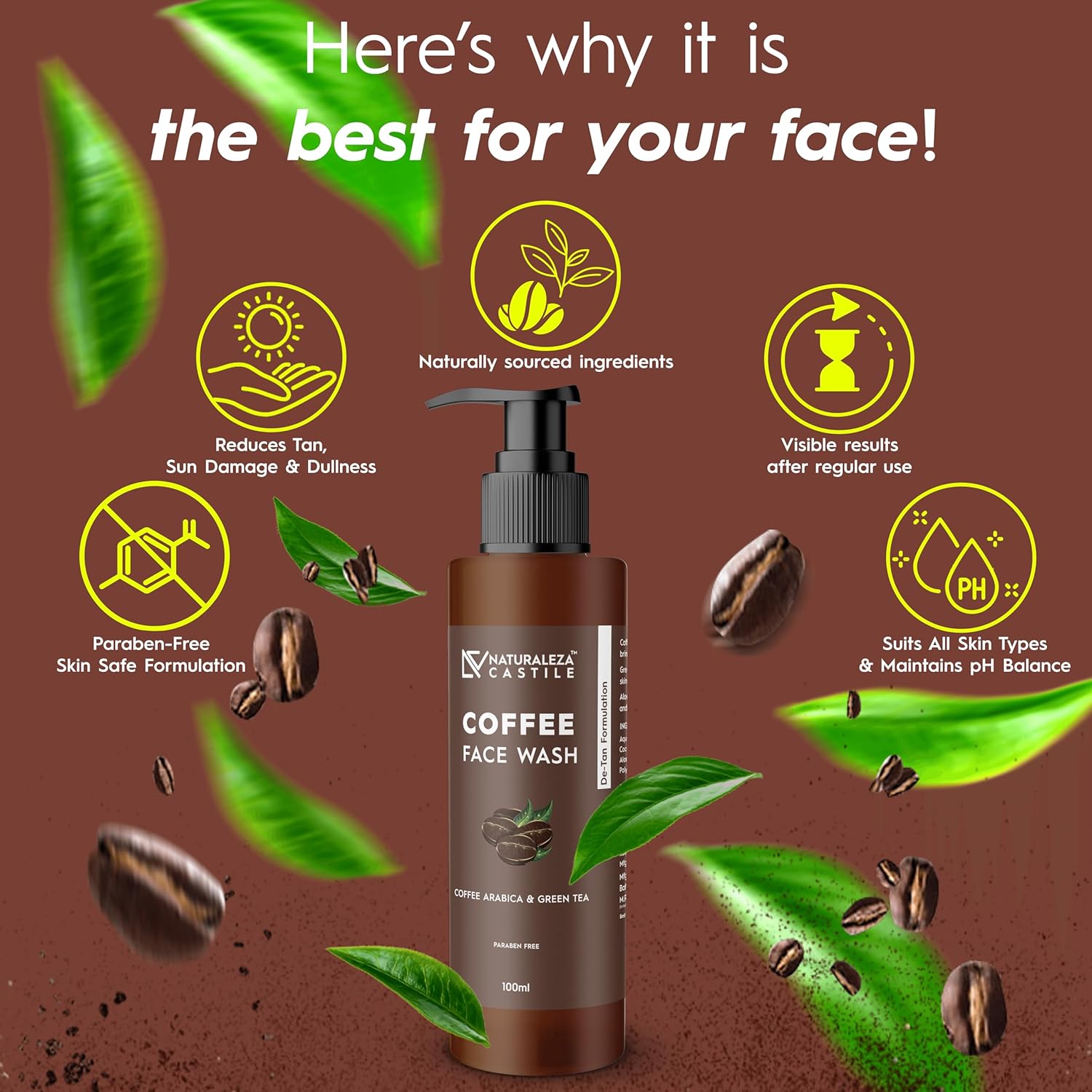 Naturaleza Castile Gentle Coffee Face Wash - 100 ml