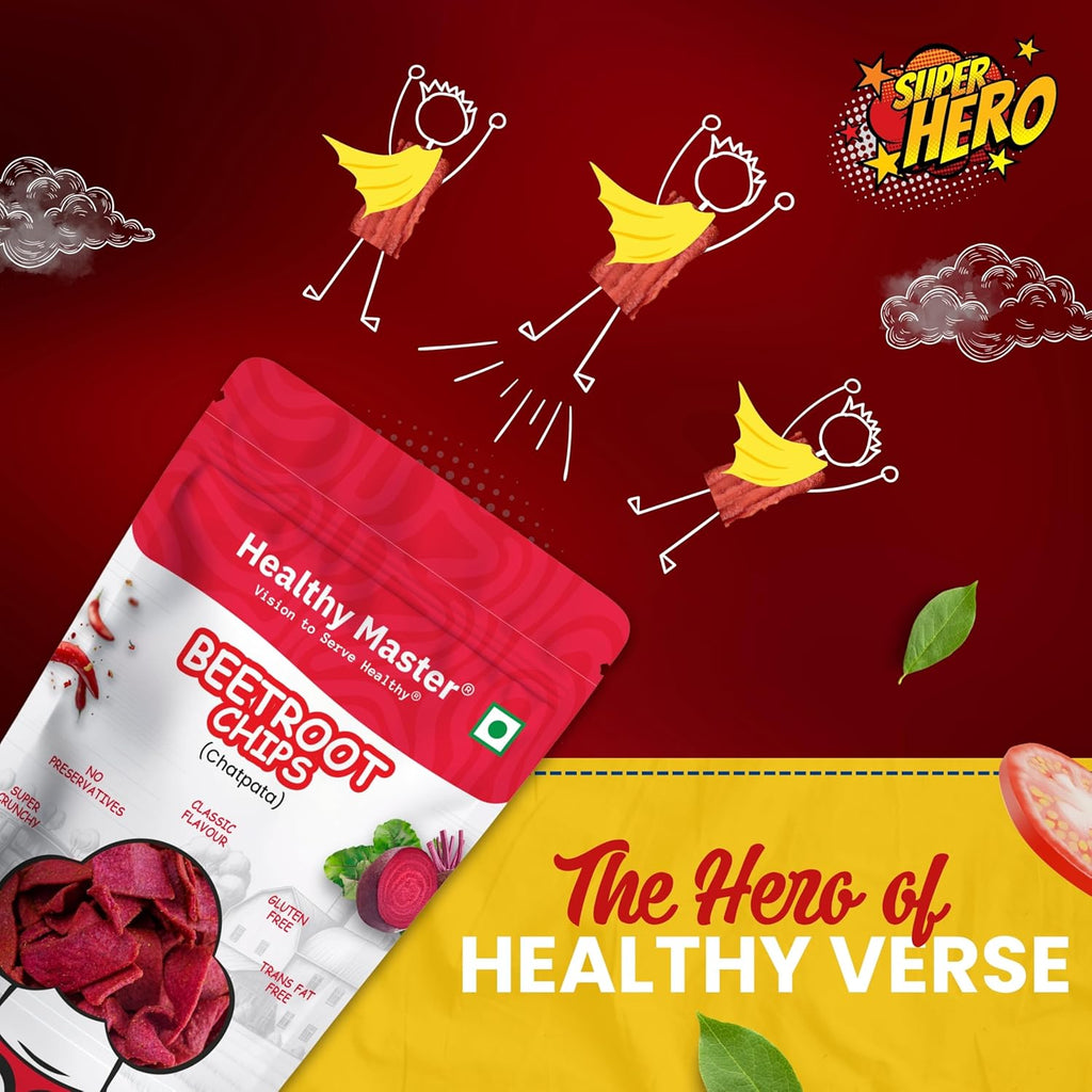 Healthy Master Beetroot Chips - 100 gms Each (Pack of 3)