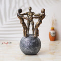 Ecraftindia 3 Man Group Standing on Ball Human Figurine Showpiece for Home, Office, Table Decor