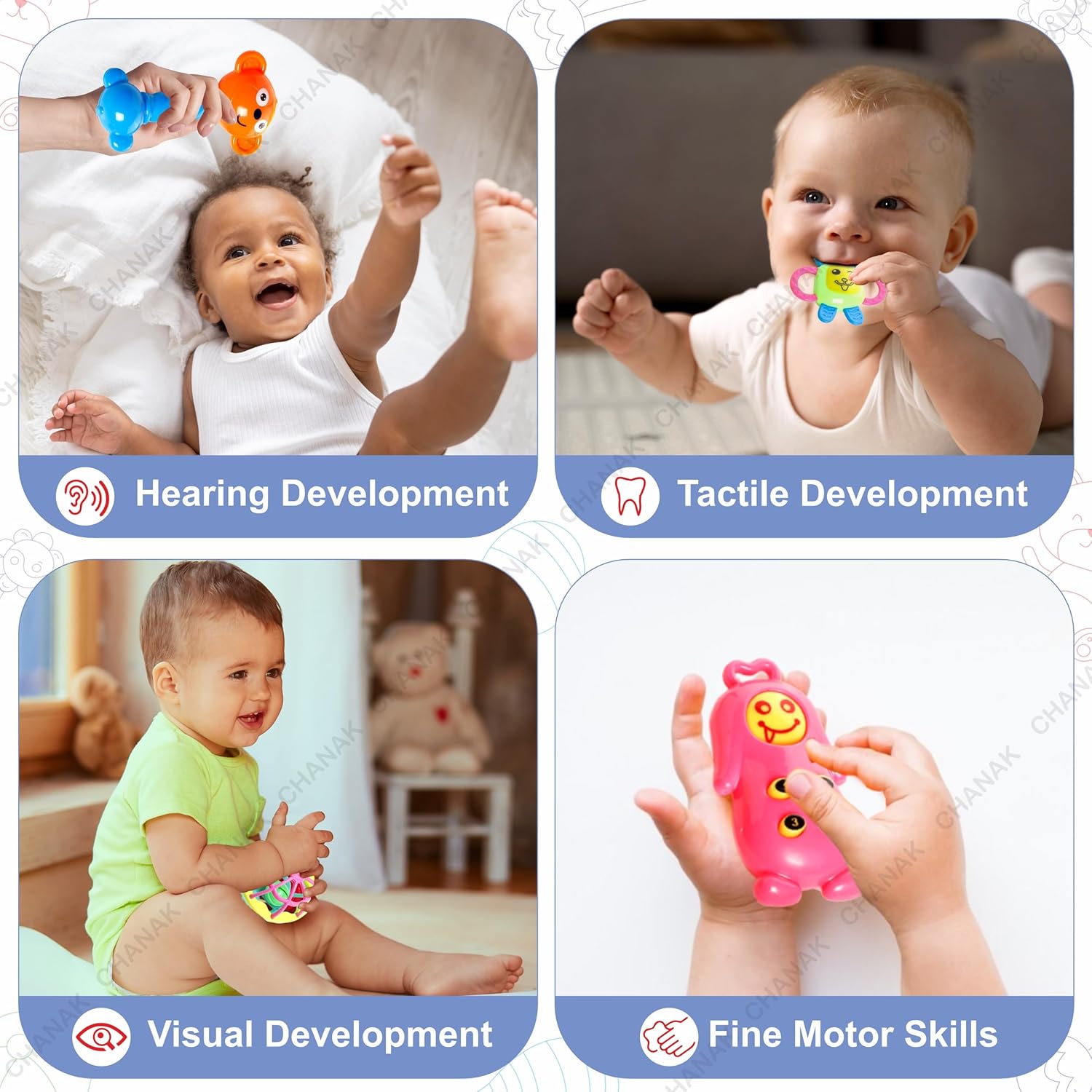 Chanak Baby Kinder Rattle Set for 0-6 Months Old Baby
