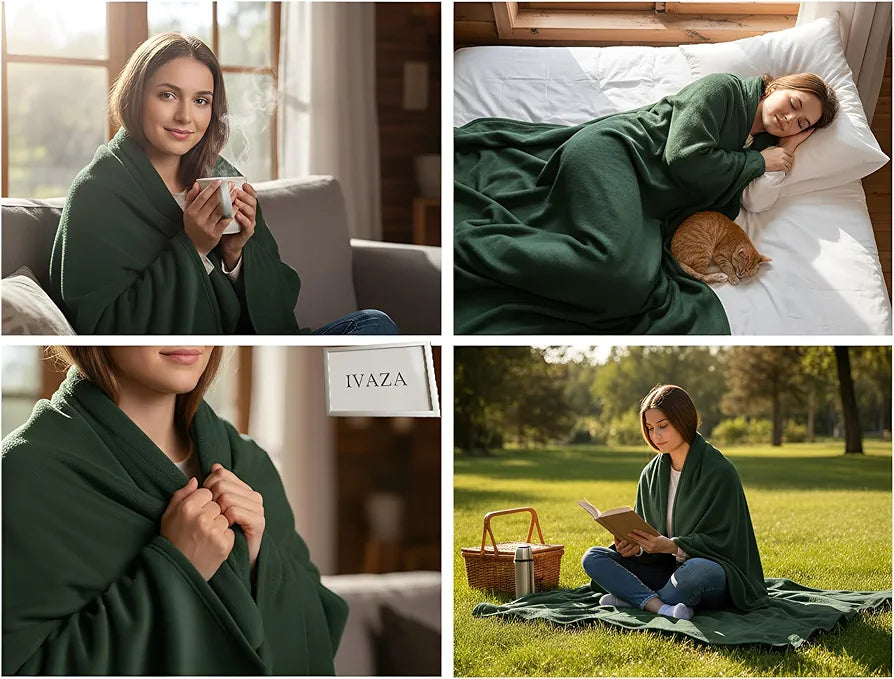 Starnstyle 300 TC All Season Solid/Plain Lightweight Polar Fleece Single Bed Blanket  Green Blanket SingleIV1