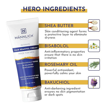Mannlich Intimate/Private Hair Removal Cream for Men - 100 ml