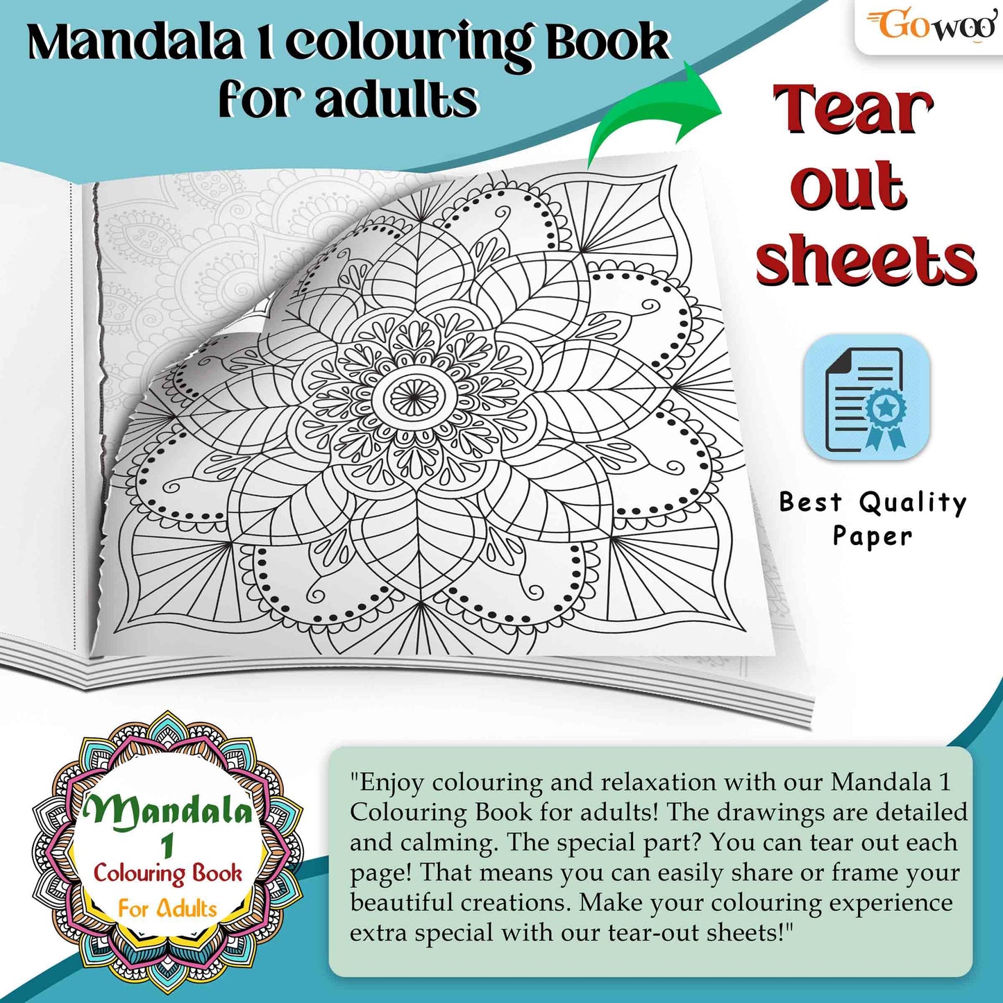 Art Therapy Mandala Adult Colouring Book 1: Mandala Colouring Book, Adult Coloring Book Kit With 12 Sketch Pens, Fun For Adults, Relaxing Coloring Workbook