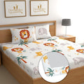 Dreamlet 180tc Cotton Feel All Around Elastic Fitted Bedsheets King Size for Double Bed With 2 Pillow Covers | White