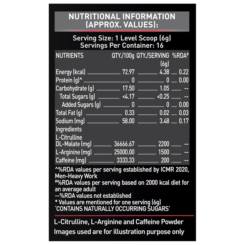 MuscleBlaze Pre Workout 200 (16 servings, 100g) | 200mg Caffeine, 2200mg Citrulline