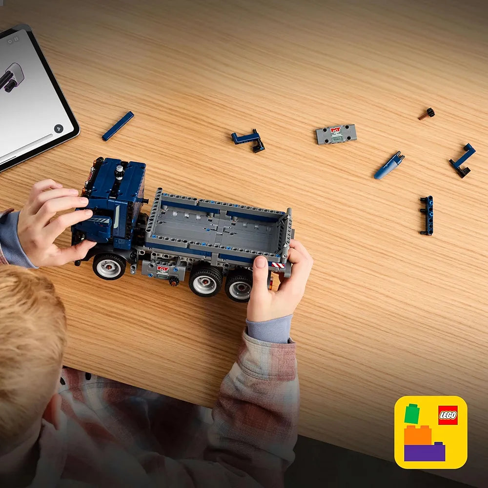 Lego Technic Tipping Dump Truck Toy, Blue Construction Vehicle Set 42203 Building Blocks Toys for 9+ Gift for Boys and Girls