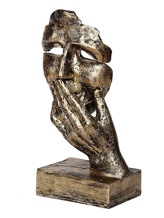 Ecraftindia Antique Look Human Face With Hands on Mouth Handcrafted Decorative Showpiece