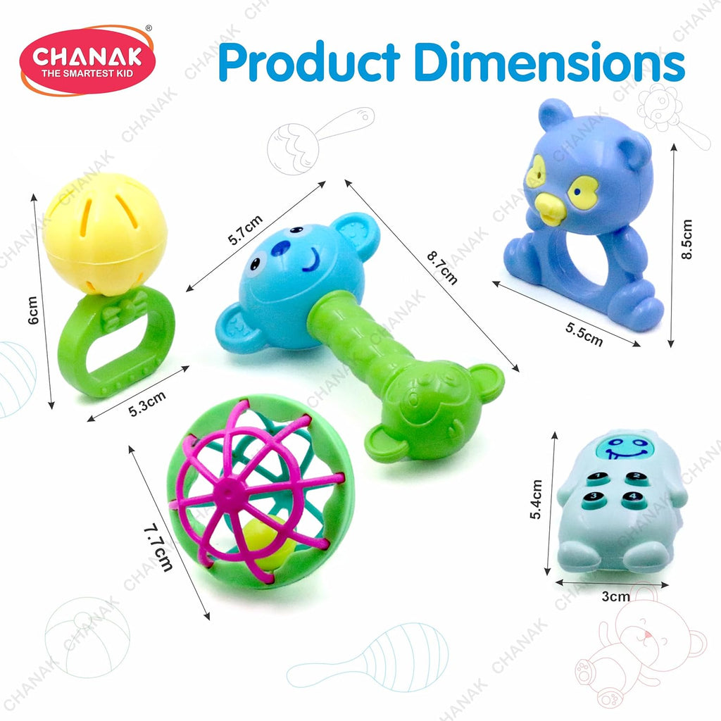 Chanak Baby Kinder Rattle Set for 0-6 Months Old Baby 5 Pcs