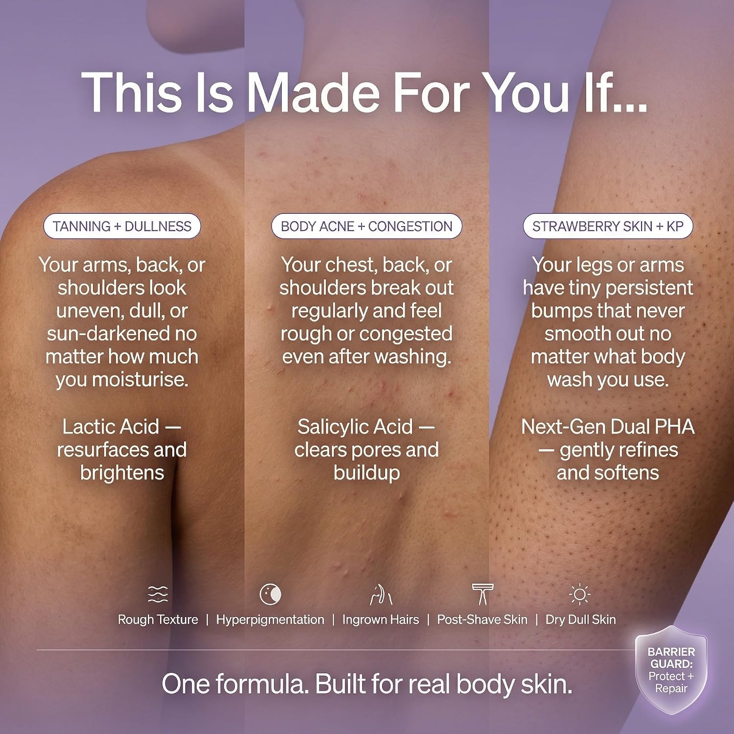RELUCTANT 5% Dual PHA, Salicylic & Lactic Acid Barrier-Repair Detan Body Wash 250ml | Niacinamide & Gentle SCI | Hydrates, Clears Acne & Strawberry Legs, Reduces Dark Spots | Shower Gel for Women & Men | Sensitive & Normal Skin