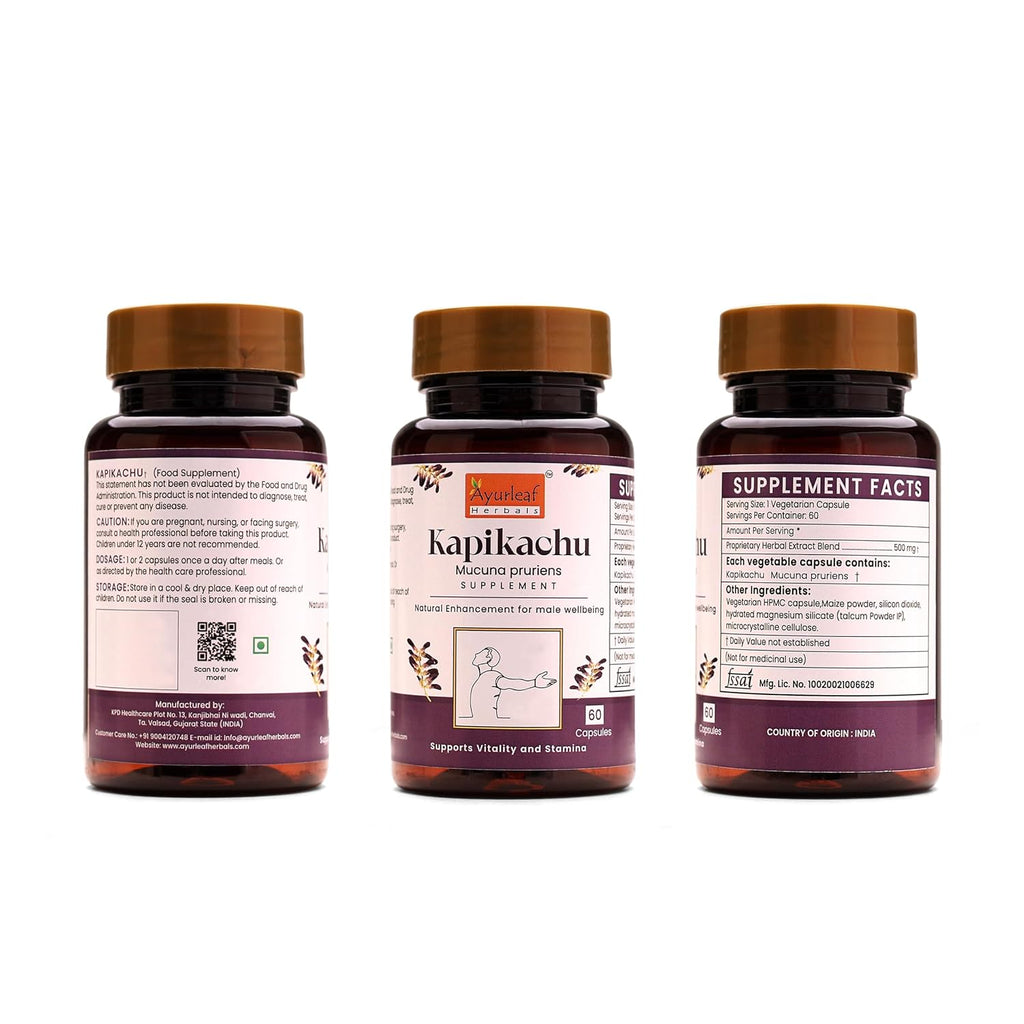 Ayurleaf Herbals Kapikachhu Capsules - 60 Caps (Pack of 2)