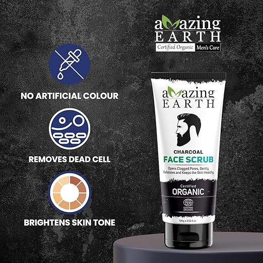 Amazing Earth Activated Charcoal Face Scrub for Men - 100 gms
