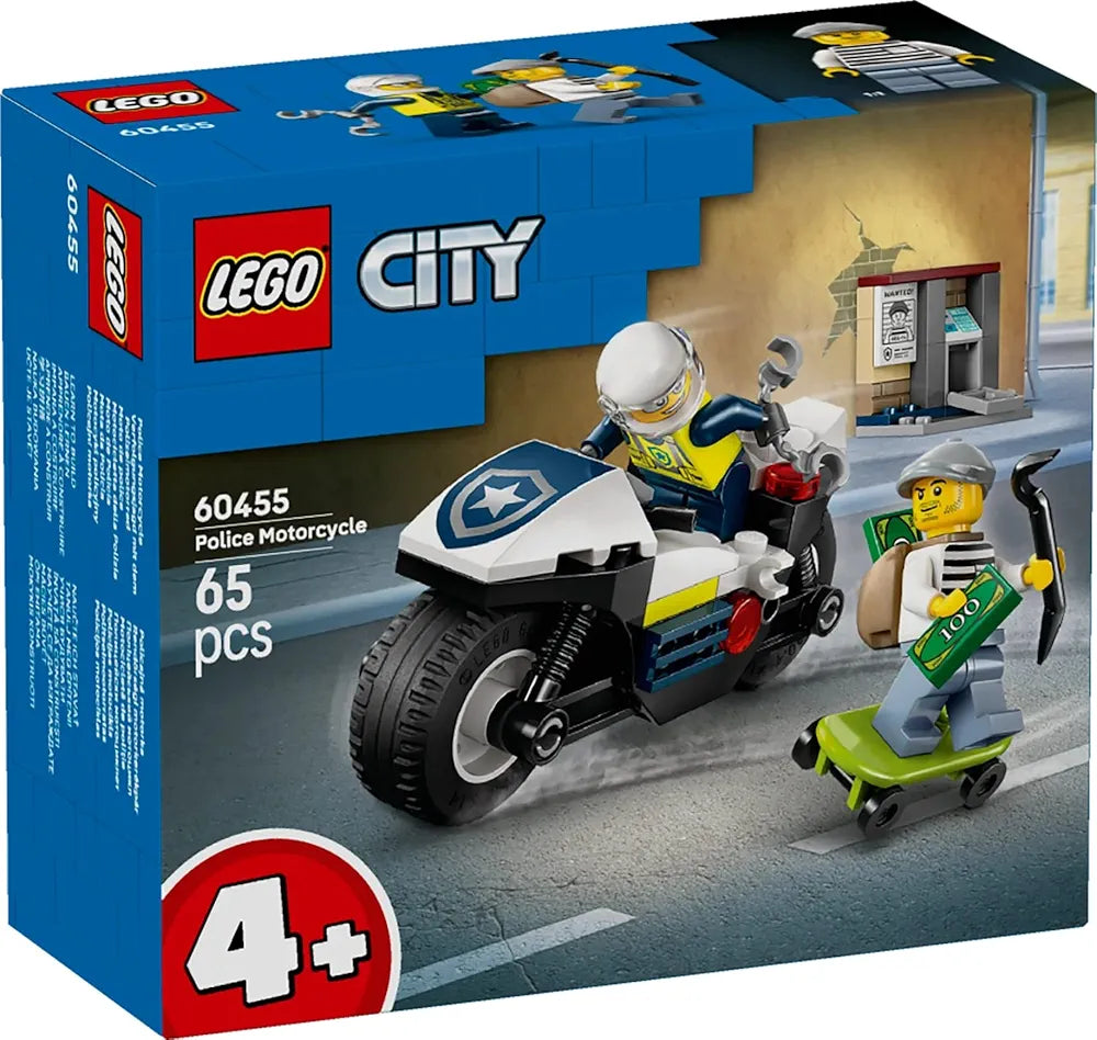Lego City Police Motorcycle Chase Toy, Motorbike Set for Ages 4 and up 60455 Building Blocks Toys for 4+ Gift for Boys and Girls