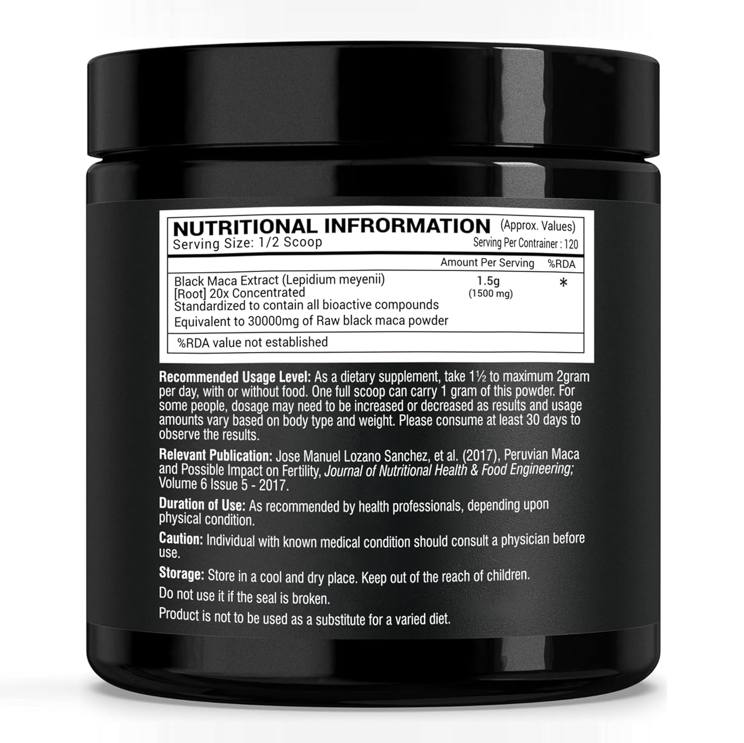 GREENDORSE Peruvian Black Maca Root Powder Concentrate | Rich in Macamide & Macaenes, 3rd Party Lab Tested | Stamina & Reproductive Health Support, Performance,Vitality- High Potency-50g