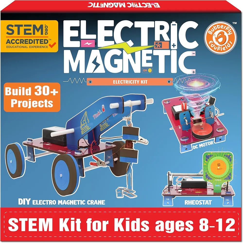 Butterfly EduFields 30In1 Science Project Kit Birthday Gift For Boys Girls Ages 8 10 12 14 Years 30+ Electricity Magnetism Diy Stem Projects