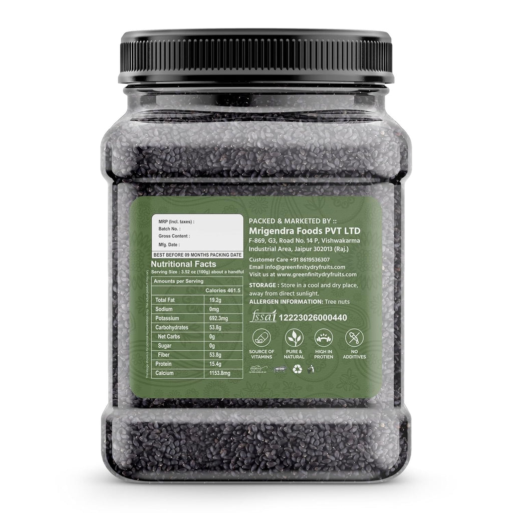 GreenFinity Basil Seeds 750g | Raw Sabja Seeds for Eating | Healthy Snacks | Jar Pack