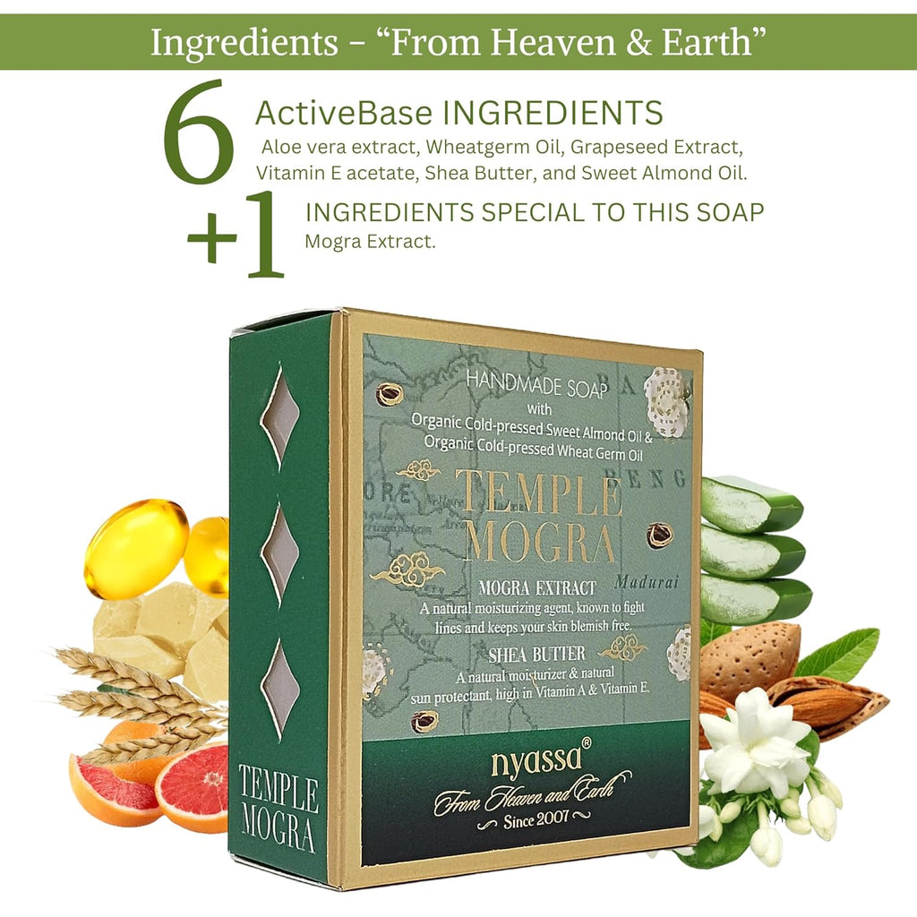 Nyassa Temple Mogra Natural Bathing Handmade Soap - 150 Gms