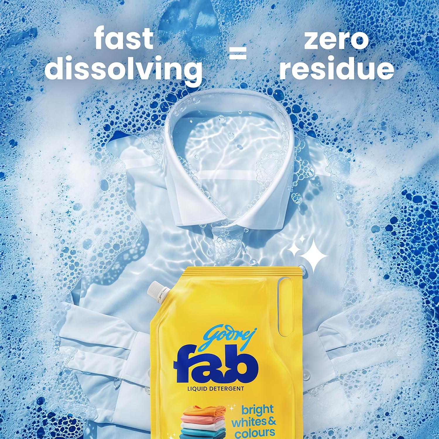 Godrej Fab Liquid Detergent Refill Pouch for Machine & Bucket Wash (800g)