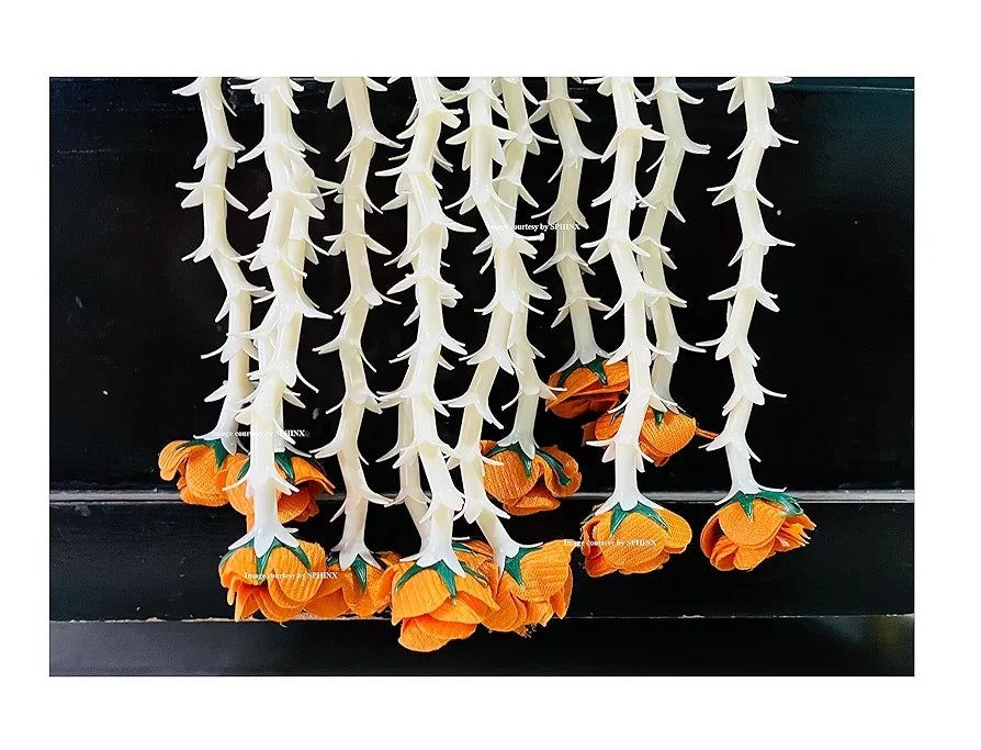 Artificial Rajnigandha Buds Rose Strings 2.5 ft Height Marmalade Orange