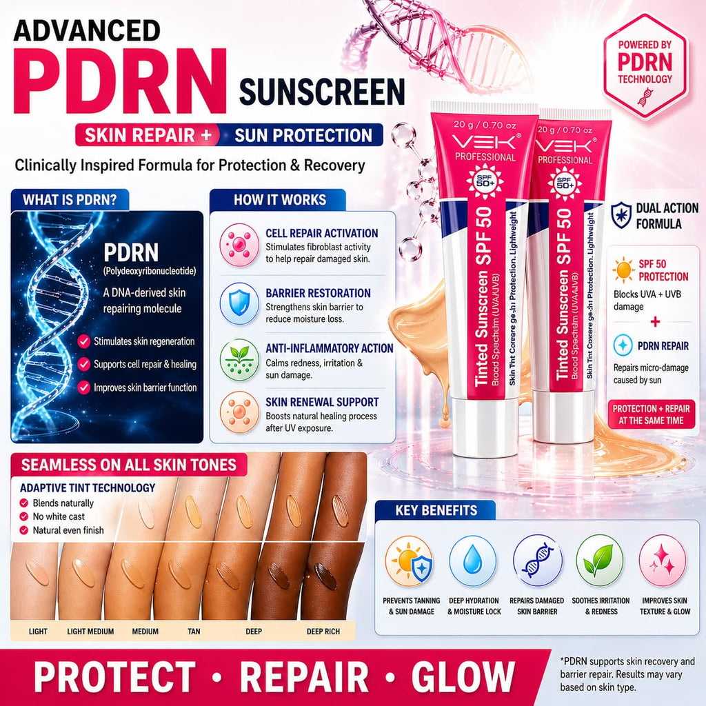 VSK Professionals PDRN Repair Tinted Sunscreen SPF 50+ | Broad Spectrum UVA/UVB Protection | Skin Repair Formula with Natural Tinted Coverage | Lightweight, Non-Greasy Daily Wear for Even, Glowing Skin Tone | 20g (Pack of 1)