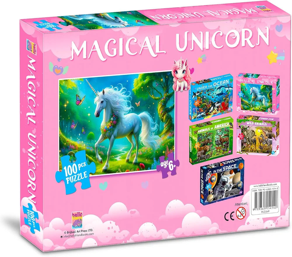 Hello Friend Unicorn Jigsaw Puzzles for Kids and Children – Realistic Illustration Challenging Brain Booster Gifts, Fun and Creative Game