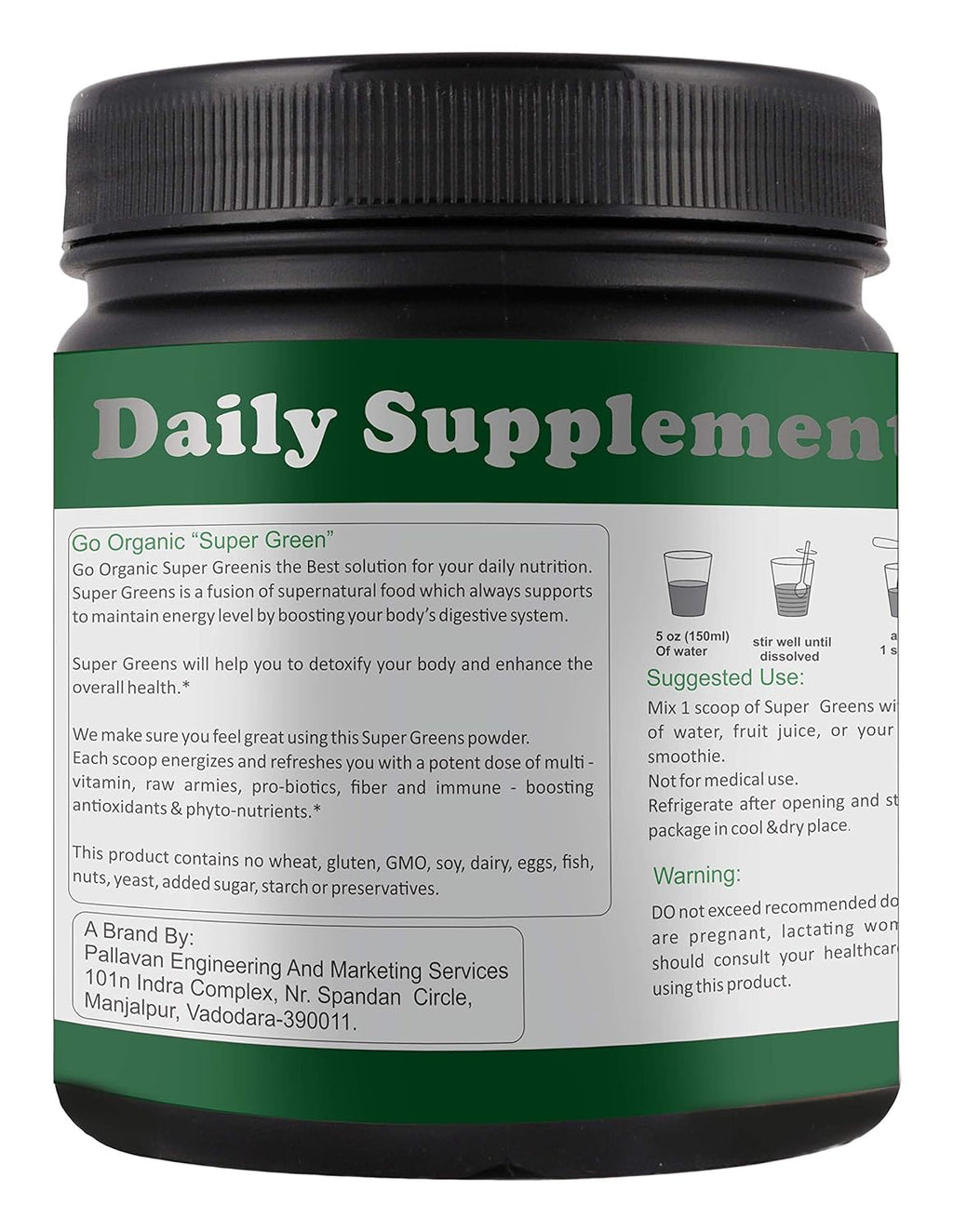Go Organic Super Green powder Supergreens Raw Plant-Based Nutrition, Organic Spirulina, Chlorella, Acerola & Other Alkalizing And Antioxidant Fruits & Vegetables, Lemongrass & Stevia 300Gm