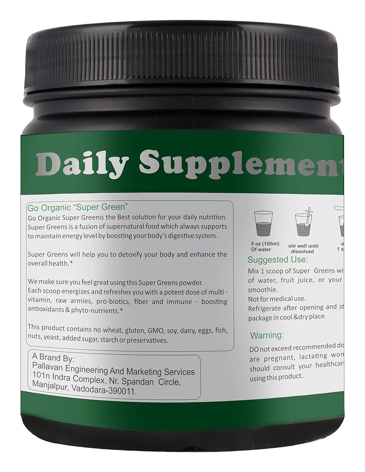 Go Organic Super Green powder Supergreens Raw Plant-Based Nutrition, Organic Spirulina, Chlorella, Acerola & Other Alkalizing And Antioxidant Fruits & Vegetables, Lemongrass & Stevia 300Gm