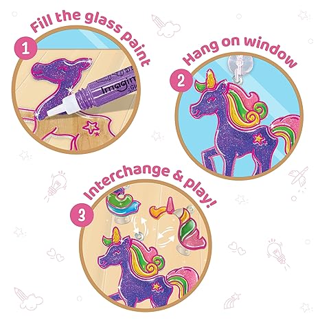 Imagimake Window Art Unicorn Glass Painting Kit Art And Craft Kit Girls Sun Catcher Kit
