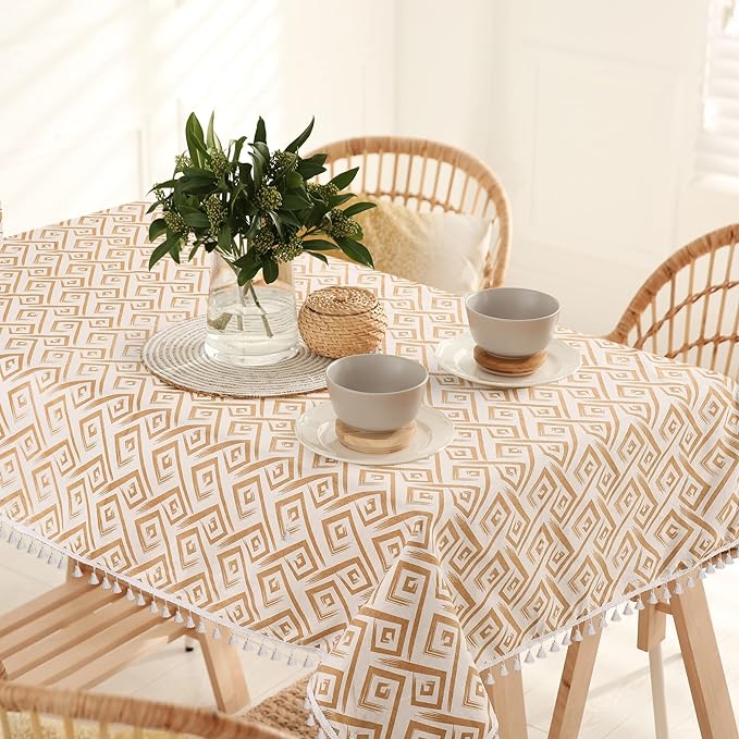 Urban Space Cotton Dining Table Cover 4 Seater Printed Colour Basics Taupe