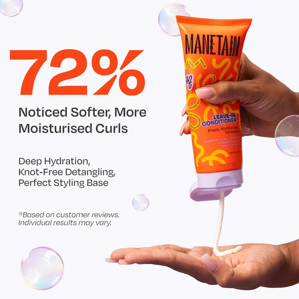 Manetain Leave In Conditioner 100ml for Curly Hair Women | Lightweight Curl Leave In Conditioner for Frizzy Hair | Moisturising, Detangling & Shine Enhancing | Silicone Free, Vegan Formula