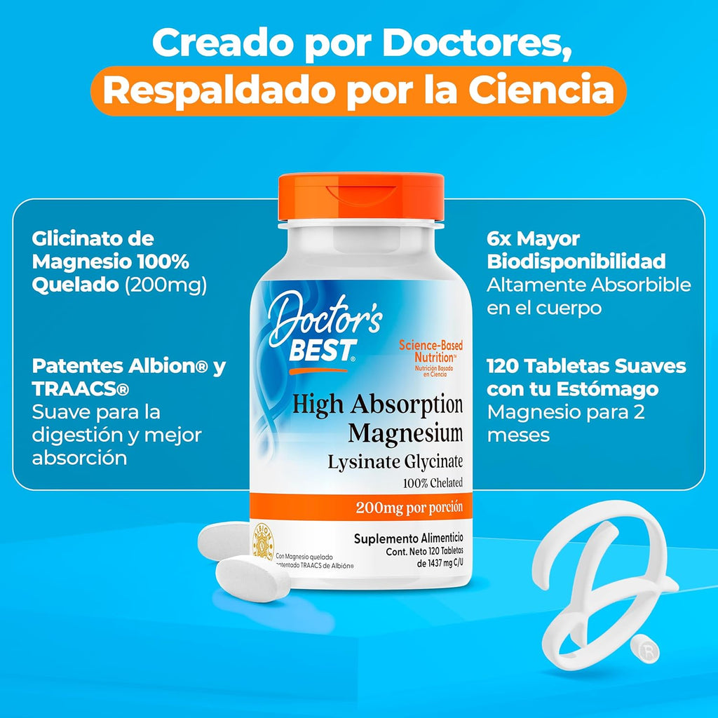 Doctor'S Best High Absorption Chelated Magnesium - 100 Mg, 120 Tablets