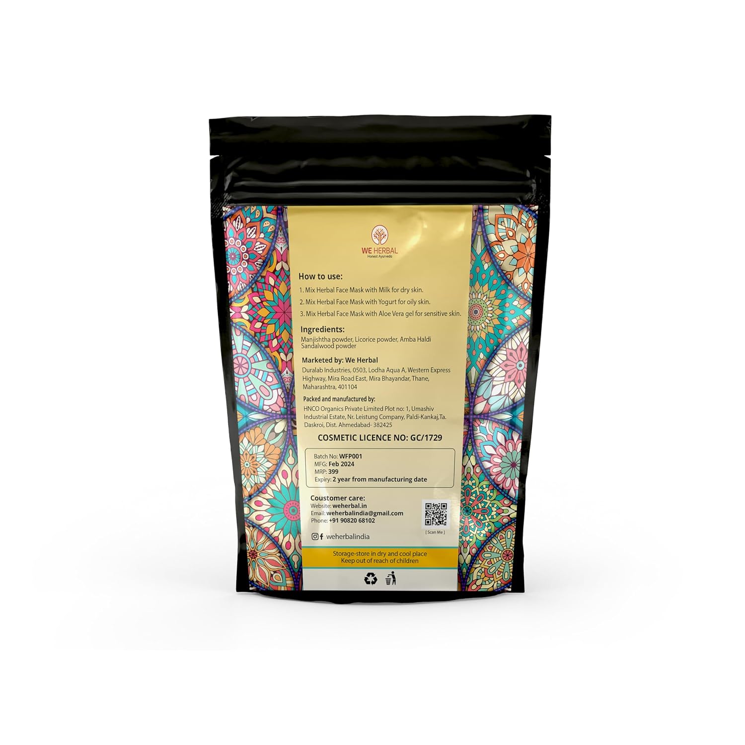 Face Mask | Instant At-Home Facial with Manjistha, Licorice & Amba Haldi | Detoxifies, Soothes & Brightens | 100% Natural | No Fragrance or Colour | 50g