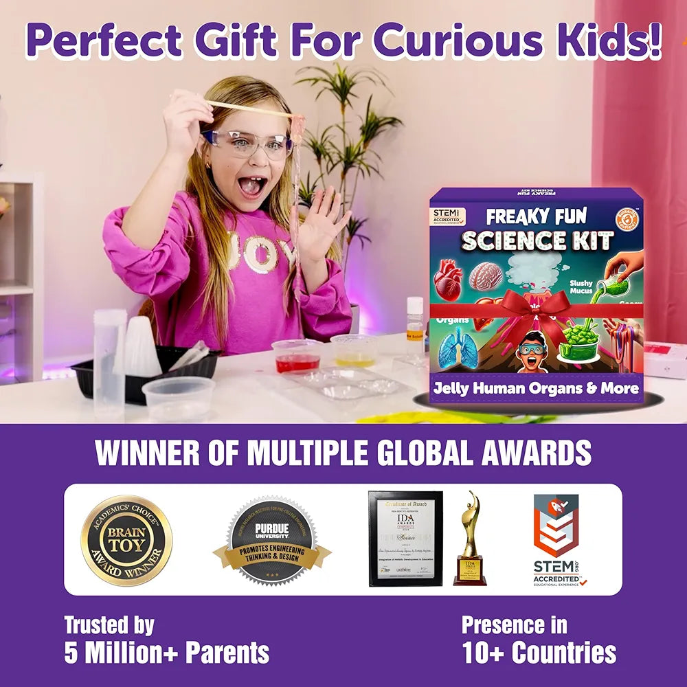 Butterfly EduFields Freaky Science kit For Boys & Girls Age 8-14 Science Experiment Kit Jelly organs, Slushy snow&more Birthday Gift for Kids