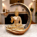 Neelaya Antique Meditating Moon Buddha Showpiece Polyresin Idol Statue Gold