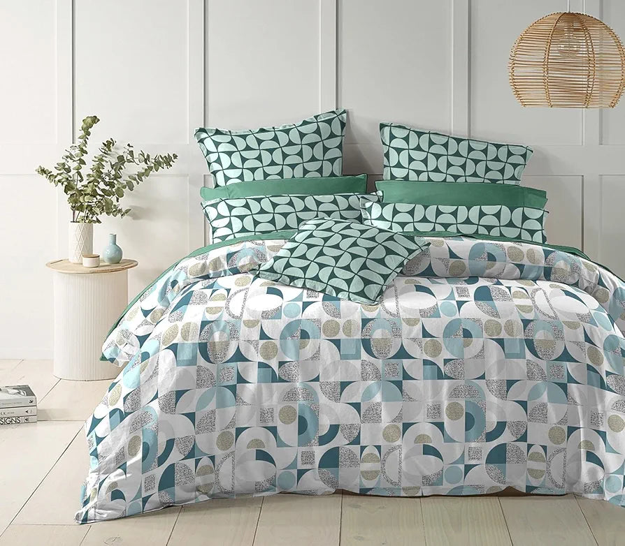 The Home Style Cotton Elastic Fitted All Around Printed King Size Double Bed Bedsheet wih 2 Pillow Cover Silver Chalice