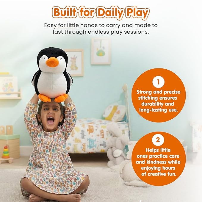 Kidology Soft Plush Penguin Toy for Kids 23 cm