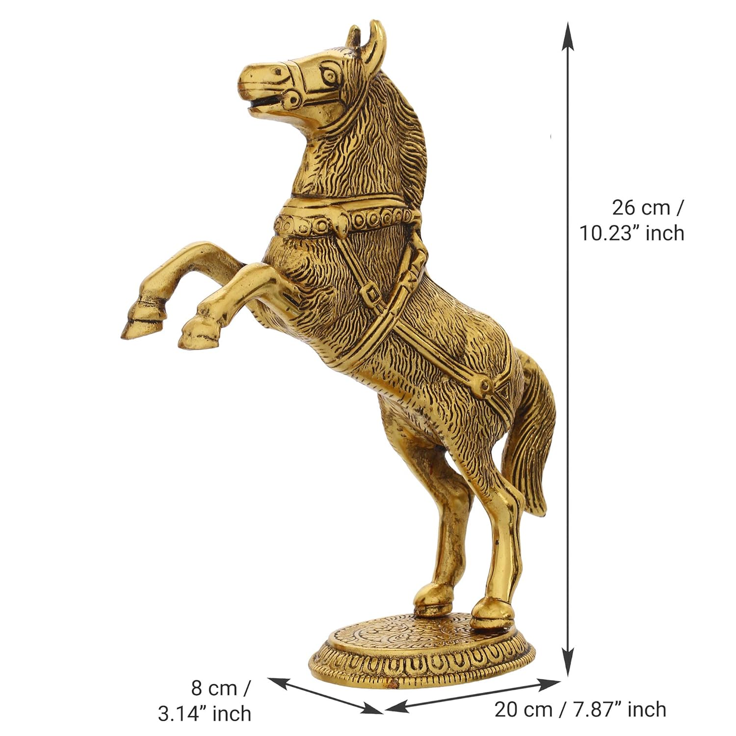 Ecraftindia Decorative Golden Metal Jumping Horse Statue Animal Figurine Antique Showpiece
