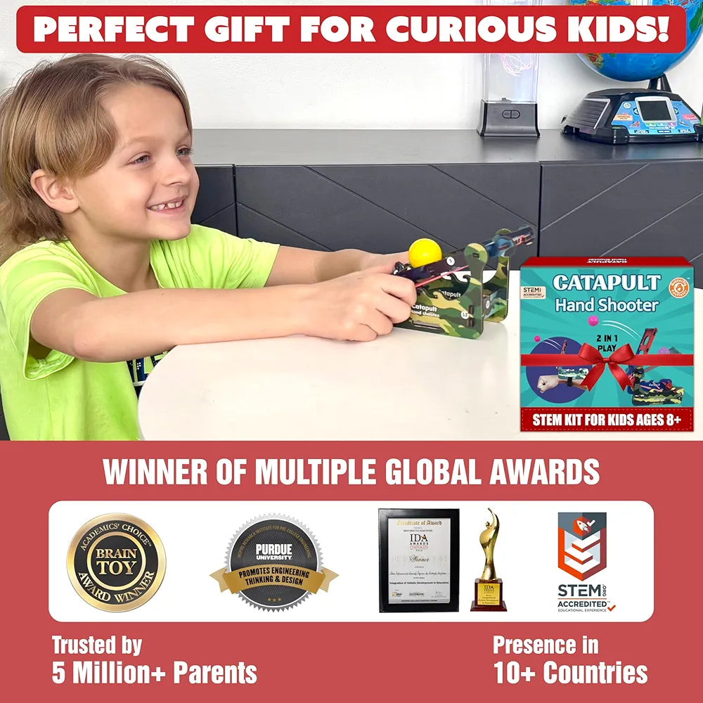 Butterfly EduFields DIY Catapult Shooter Science Kit Best Birthday Return Gifts for Kids Ages 8 9 10 11 12 Catapult + Hand Shooter 2in1 Play STEM Toy